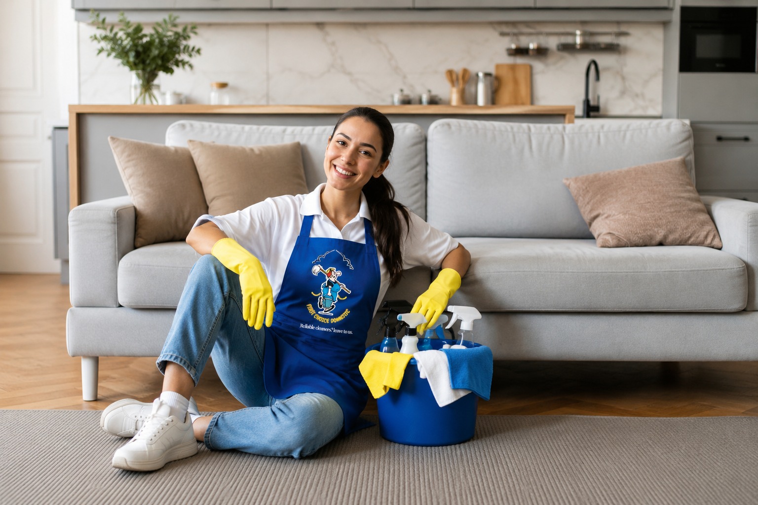 Living room deep cleaning